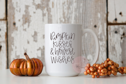 Pumpkin Kisses & Harvest Wishes Fall Mug