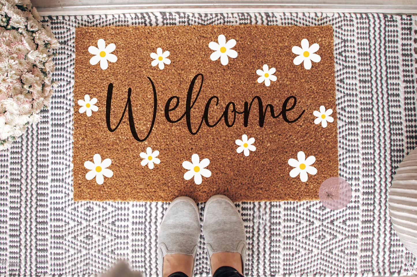 Welcome Daisy Door Mat