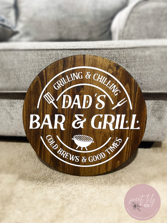 Dad's Bar & Grill Wood Sign