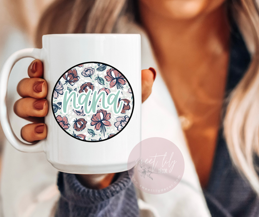 Floral Nana Ceramic Mug