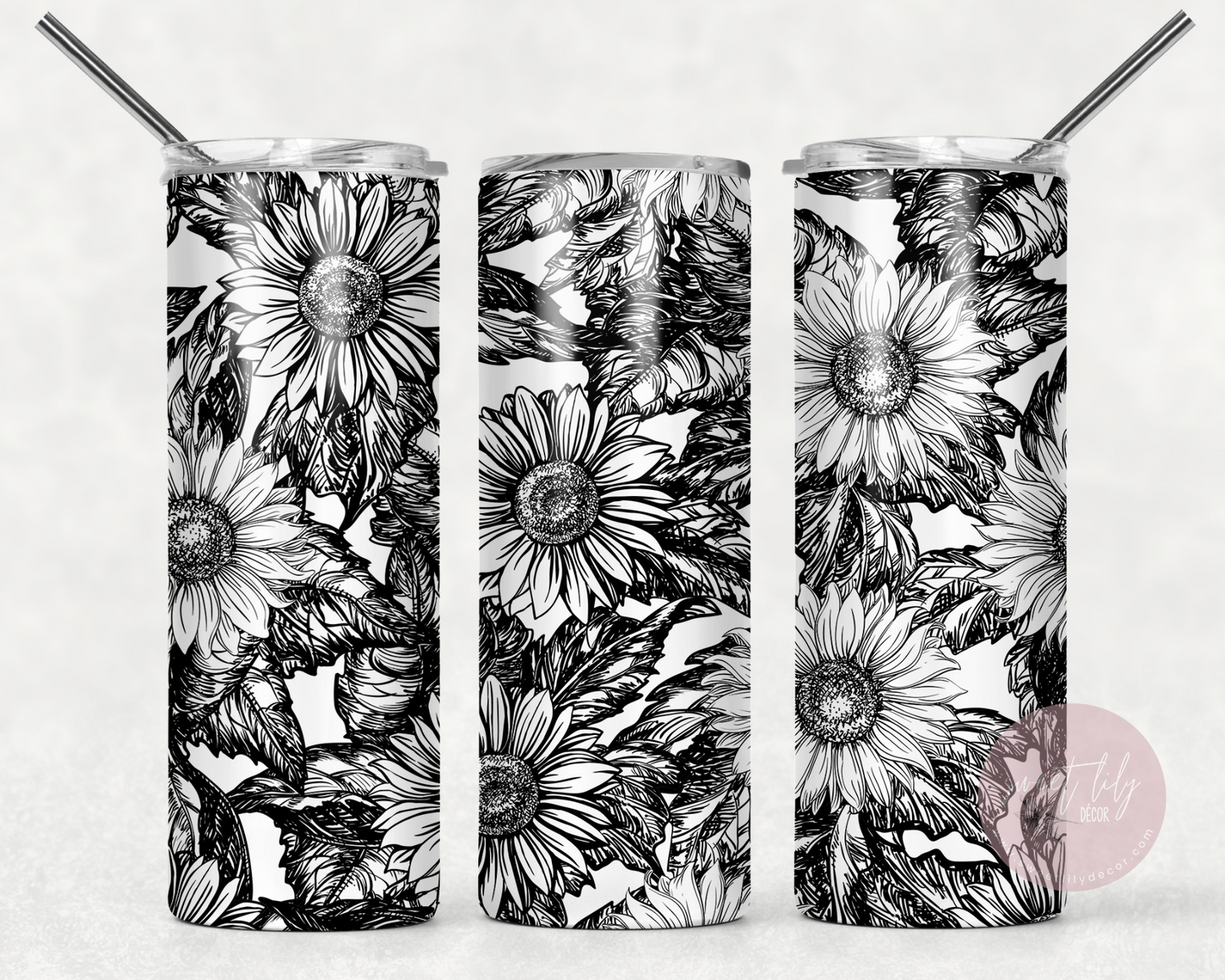 Black Sunflowers 20 oz. Skinny Tumbler