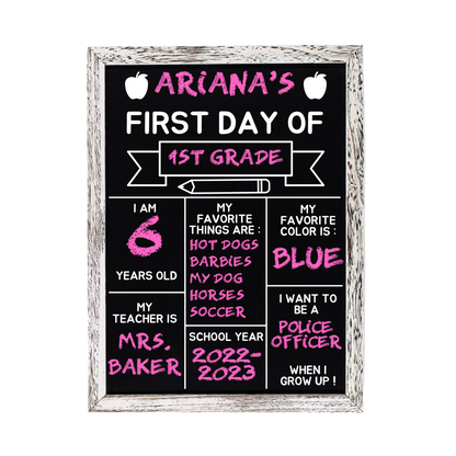 First Day of School Chalkboard Sign 12" x 16"