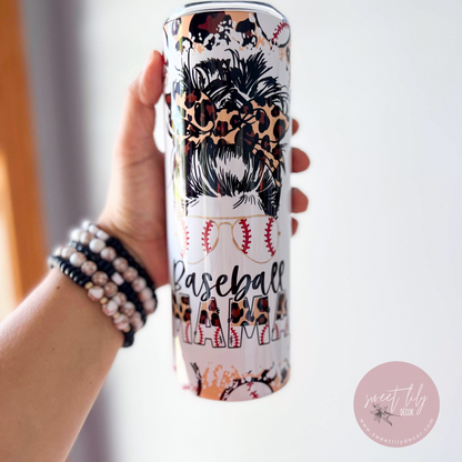 Leopard Baseball Mama 20 oz. Skinny Tumbler