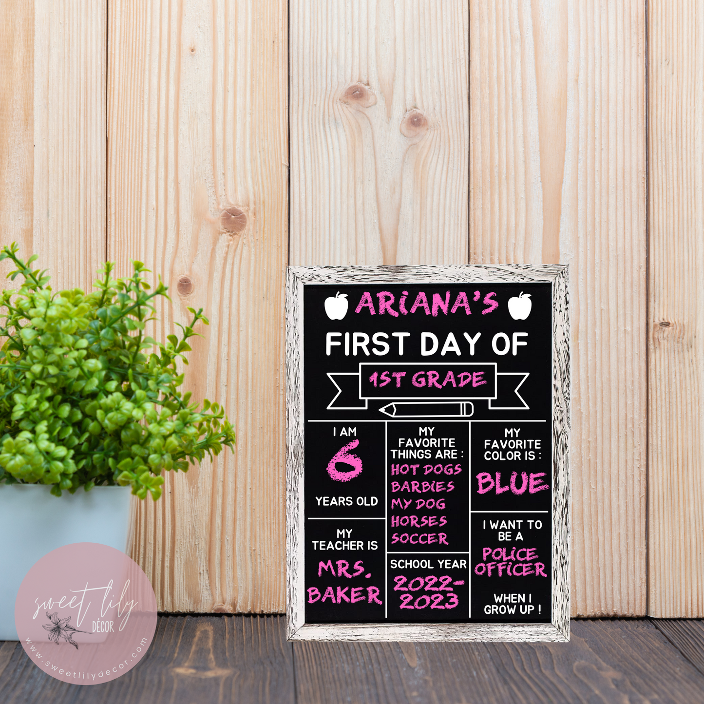 First Day of School Chalkboard Sign 12" x 16"