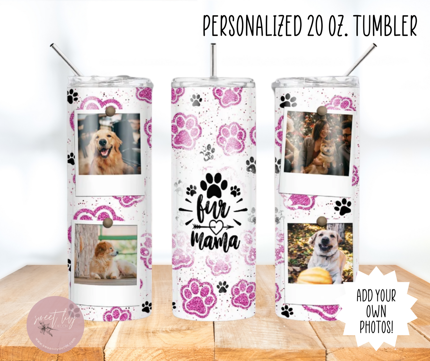 Dog Mama Personalized Photo 20 oz. Skinny Tumbler