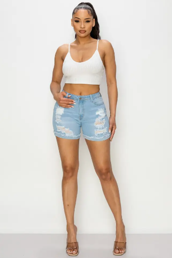 Distressed Women's Demin Jean Shorts