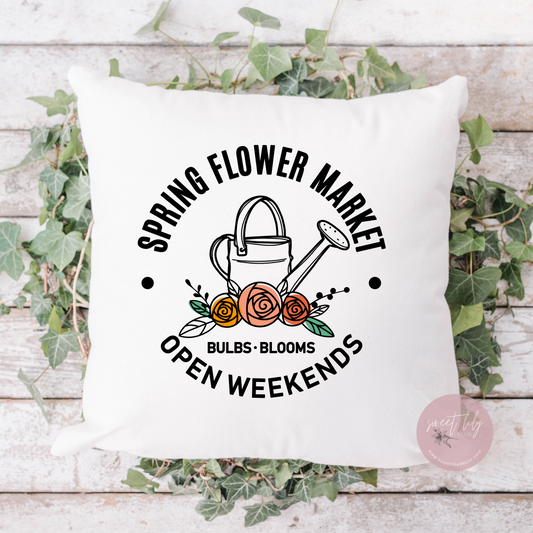 Spring Flower Market Throw Pillow