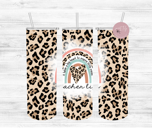 Leopard Teacher Life 20 oz. Skinny Tumbler
