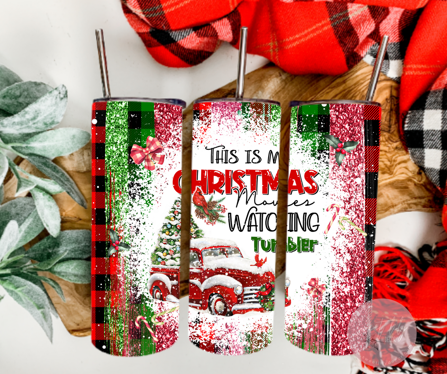 Christmas Movie Watching 20 oz. Skinny Tumbler