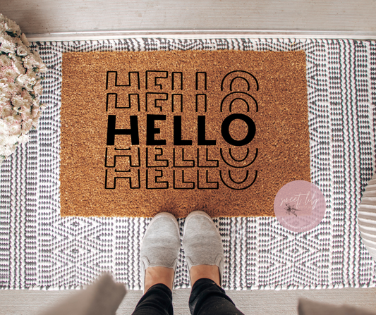 Stacked Hello Door Mat