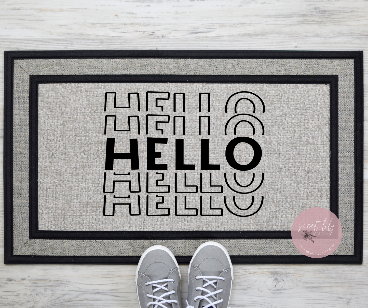 Stacked Hello Door Mat