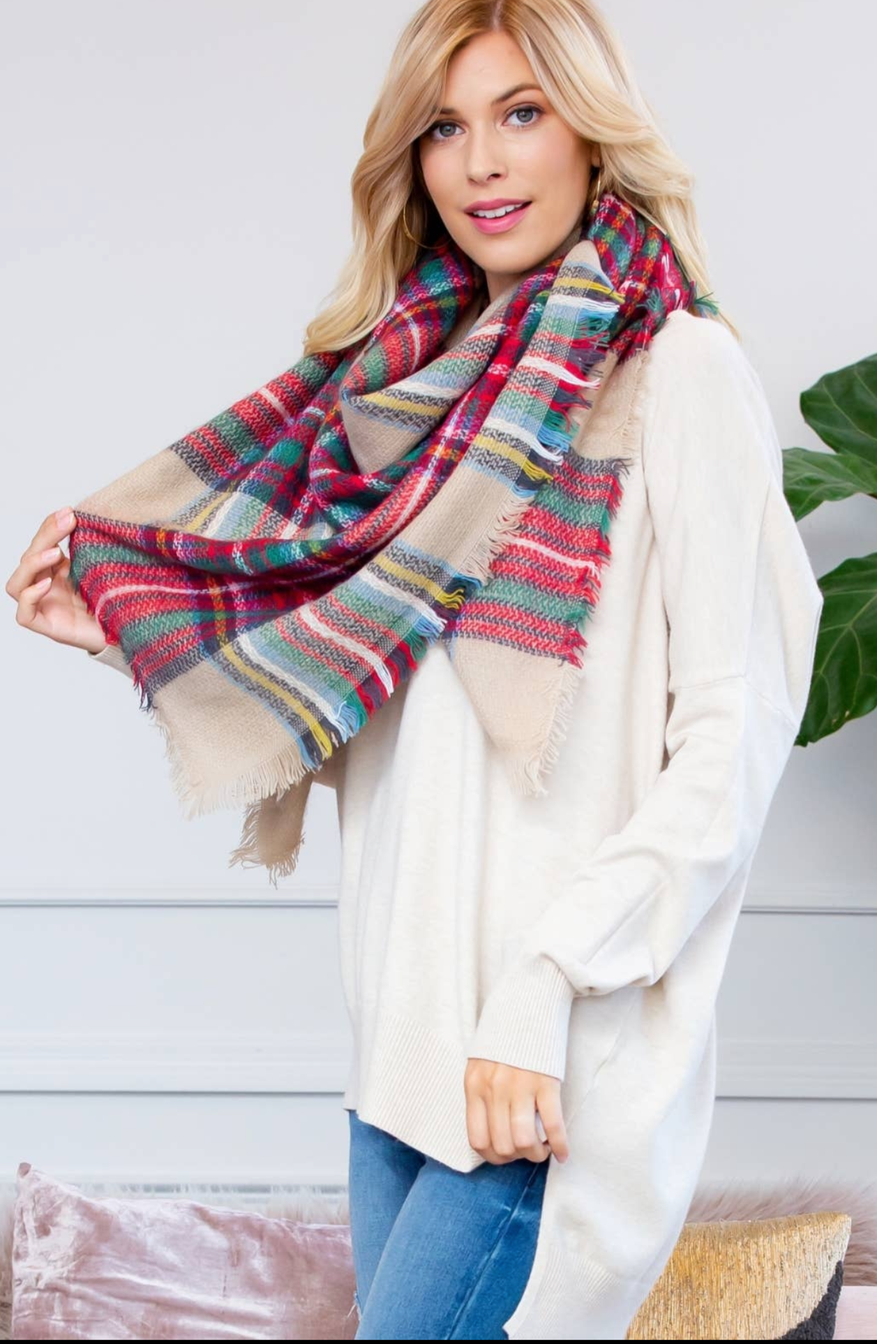 Plaid Oversized Blanket Scarves