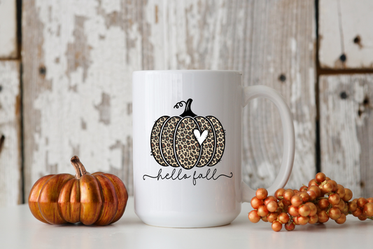 Leopard Hello Fall Mug