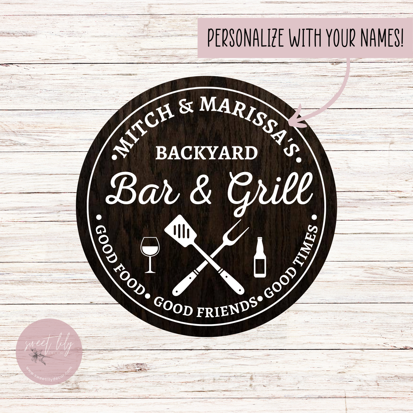 Custom Bar & Grill Wood Sign