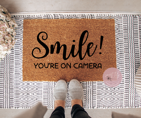 Smile You're on Camera Door Mat