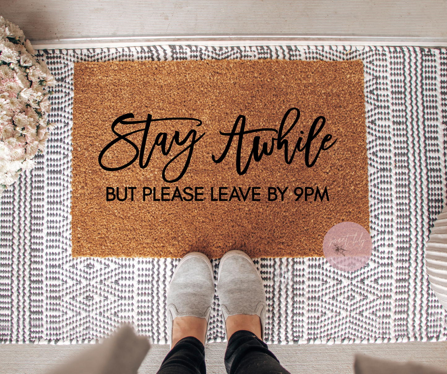 Stay Awhile Door Mat